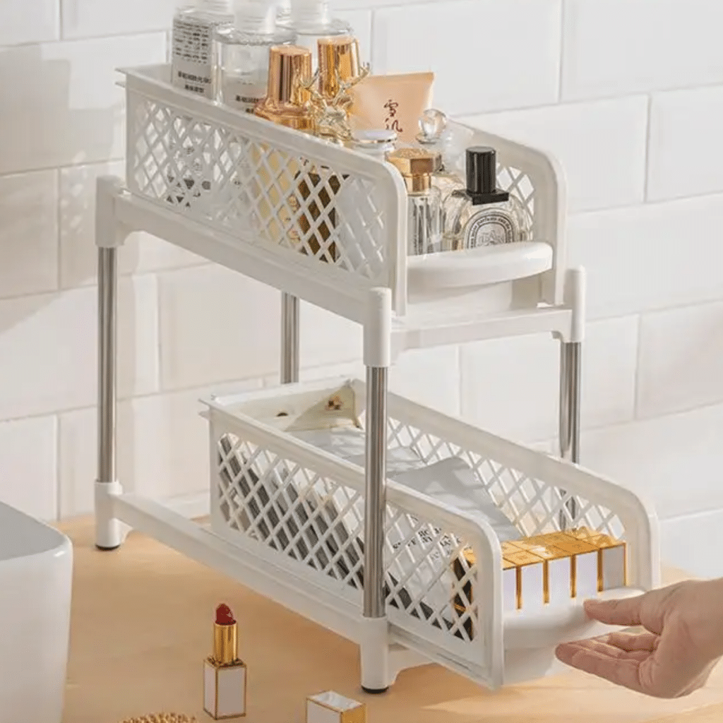 Organizador cocina plástico extraible: 2 niveles angosto