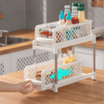 Organizador cocina plástico extraible: 2 niveles angosto