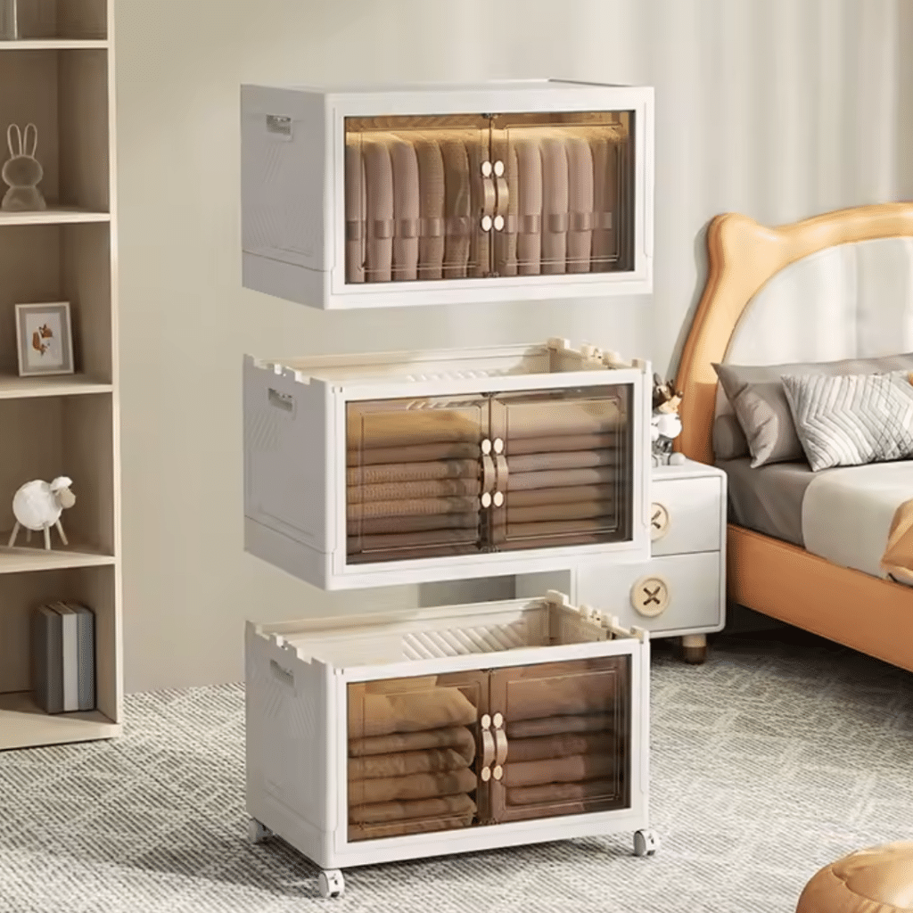 Mueble Organizador Contenedor Plegable plástico con puertas: 5 niveles