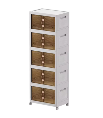Mueble Organizador Contenedor Plegable plástico con puertas: 5 niveles