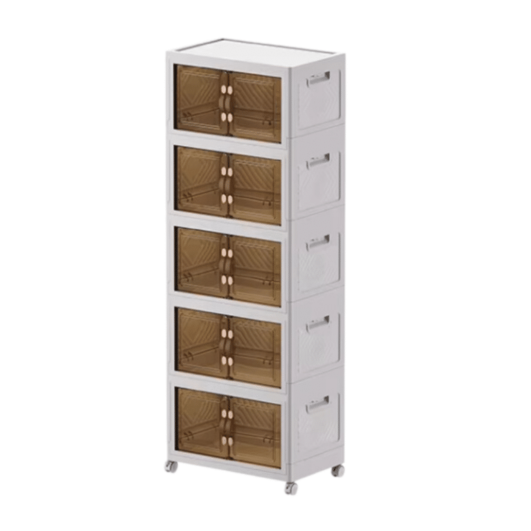 Mueble Organizador Contenedor Plegable plástico con puertas: 5 niveles