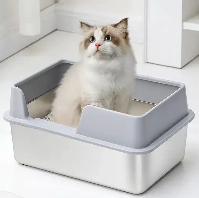 Litera Caja De Arena Cajita Gatos Acero Inox