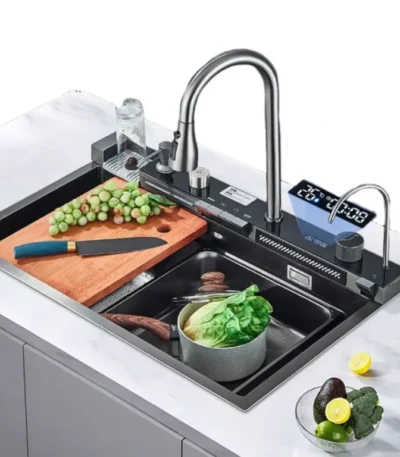 Craftysolution - Bacha De Cocina Con Set Grifería Inteligente Acero