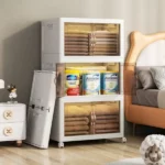 Mueble Organizador Contenedor Plegable plástico con puertas: 3 niveles
