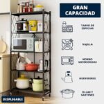 Estantería Plegable De 5 Niveles Móvil Con Ruedas Ideal Biblioteca Cocina Baño - Image 2