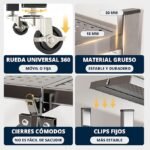 Estantería Plegable De 5 Niveles Móvil Con Ruedas Ideal Biblioteca Cocina Baño - Image 4