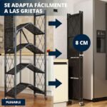 Estantería Plegable De 5 Niveles Móvil Con Ruedas Ideal Biblioteca Cocina Baño - Image 3