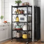 Estantería Plegable De 5 Niveles Móvil Con Ruedas Ideal Biblioteca Cocina Baño