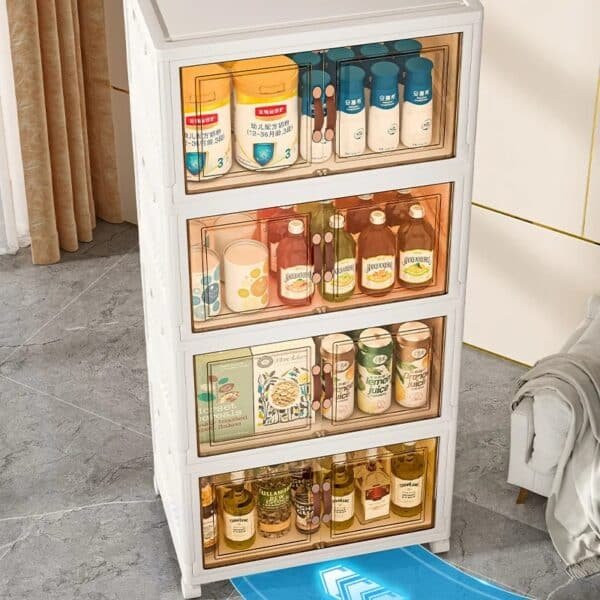 Mueble Organizador Contenedor Plegable plástico con puertas: 4 niveles ancho 65cm
