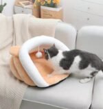 Casa Para Gato Mullida Cucha Cama Con Juguete Orejitas Beige Cueva - Image 8
