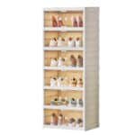 Zapatero organizador plegable apilable con cierre magnético y ruedas