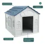 Casita Perro Grande Exterior con Techo a Dos Aguas Plegable No19 Azul marino - Image 2
