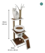 Rascador torre gatos con madera natural y plataformas T2 - Image 5