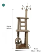 Rascador torre gatos con sisal y plataformas acolchadas T11 - Image 4