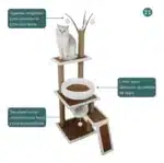 Rascador torre gatos con madera natural y plataformas T2 - Image 4