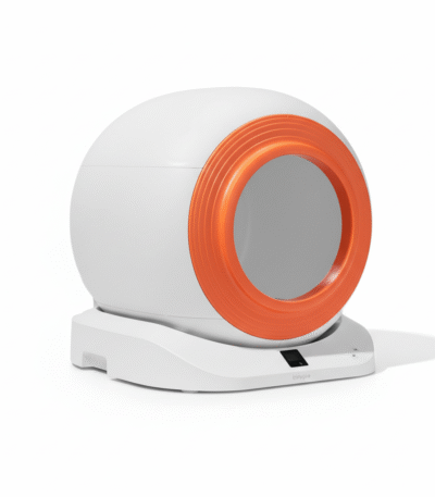 Caja de arena inteligente Q-Clean para gatos con pantalla visual, sensores de seguridad, spray desodorizante y diseño compacto