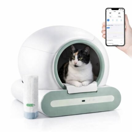 Arenero Litera Automática Inteligente para Gatos Control por App y Autolimpieza Ti plus 65L verde
