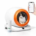 Caja de arena inteligente Q-Clean para gatos con pantalla visual, sensores de seguridad, spray desodorizante y diseño compacto