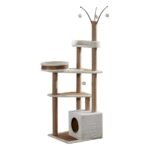 Torre Rascador para Gatos T20 – Gimnasio Anti-estrés con Juguetes y Plataformas