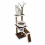 Rascador torre gatos madera natural y plataformas