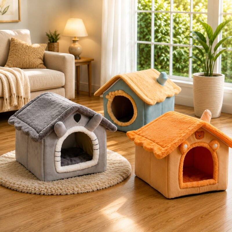 Casita Plegable Cucha para MascotasPortátil y Lavable