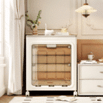 Contenedor organizador plegable apilable color crema