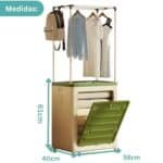 Perchero organizador plastico plegable ruedas verde - Image 2