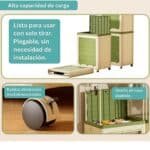 Perchero organizador plastico plegable ruedas verde - Image 4