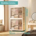 Mueble Contenedor Ropero Plástico Plegable 2 niveles con barral y ruedas - Image 3