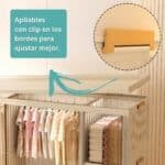 Mueble Contenedor Ropero Plástico Plegable 2 niveles con barral y ruedas - Image 5