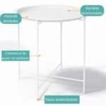 Mesa Ratona Auxiliar de Arrime Redonda Metalica Plegable Desmotable - Image 11