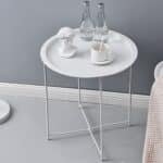 Mesa Ratona Auxiliar de Arrime Redonda Metalica Plegable Desmotable - Image 5