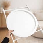 Mesa Ratona Auxiliar de Arrime Redonda Metalica Plegable Desmotable - Image 10