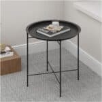 Mesa Ratona Auxiliar de Arrime Redonda Metalica Plegable Desmotable - Image 17