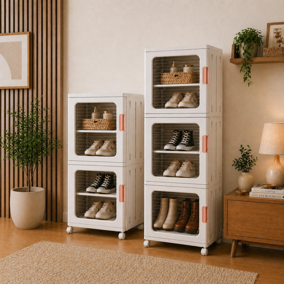 Set-muebles-armarios-zapateros Mueble Contenedor Organizador plegable plástico zapatero hogar - Image 1
