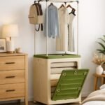 Perchero organizador plastico plegable ruedas verde