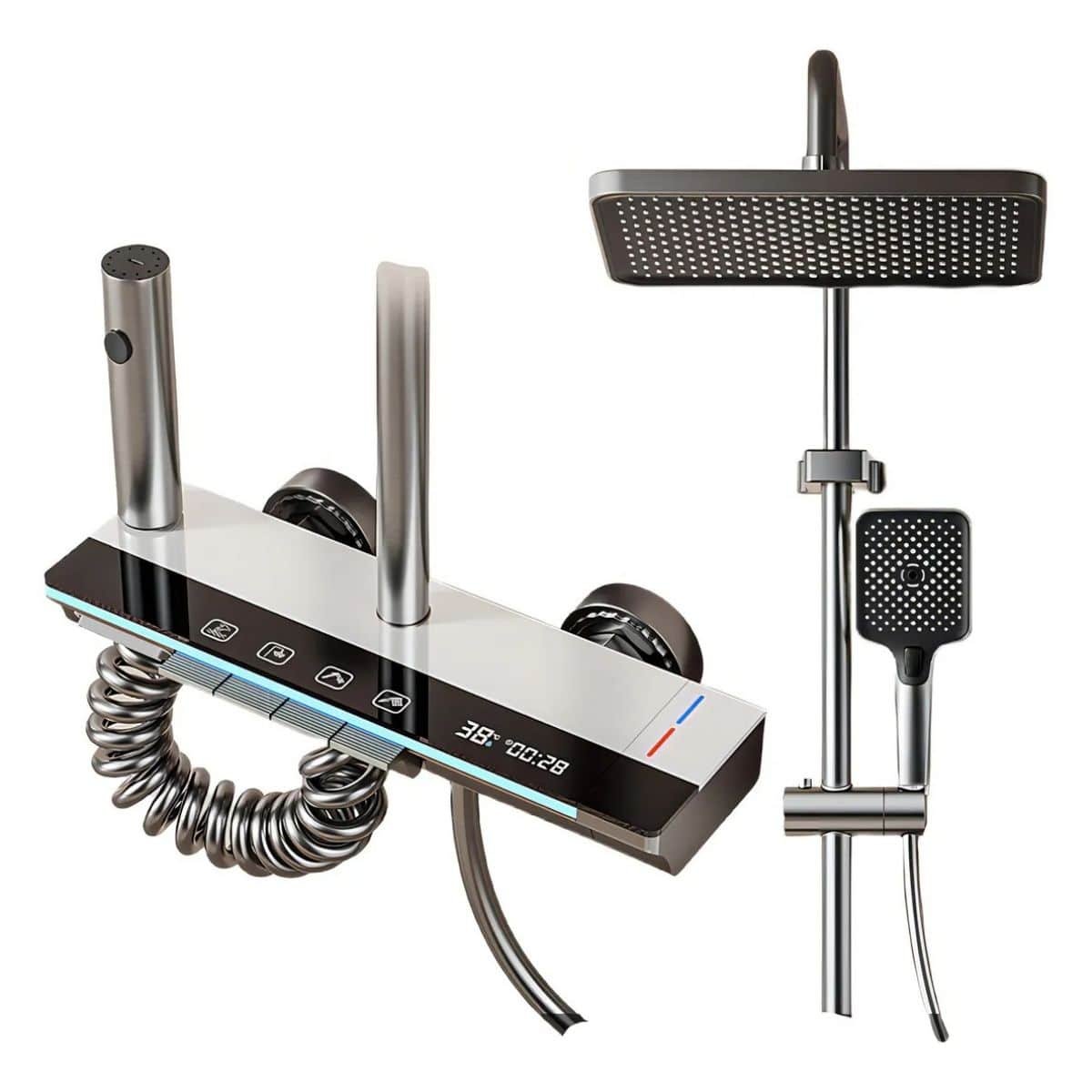 Duchas-monocomando-inteligentes-5 Columna de Ducha Inteligente Monocomando panel digital grande blanco MS081 - Image 1