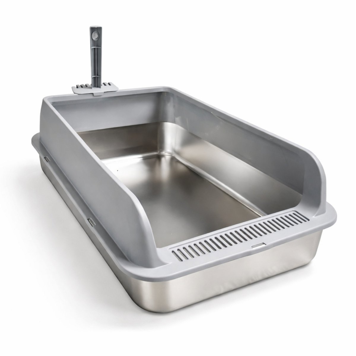 litera acero inox 2 Bandeja Litera Para Gato Sanitaria Abierta Acero Con Pala - Image 1