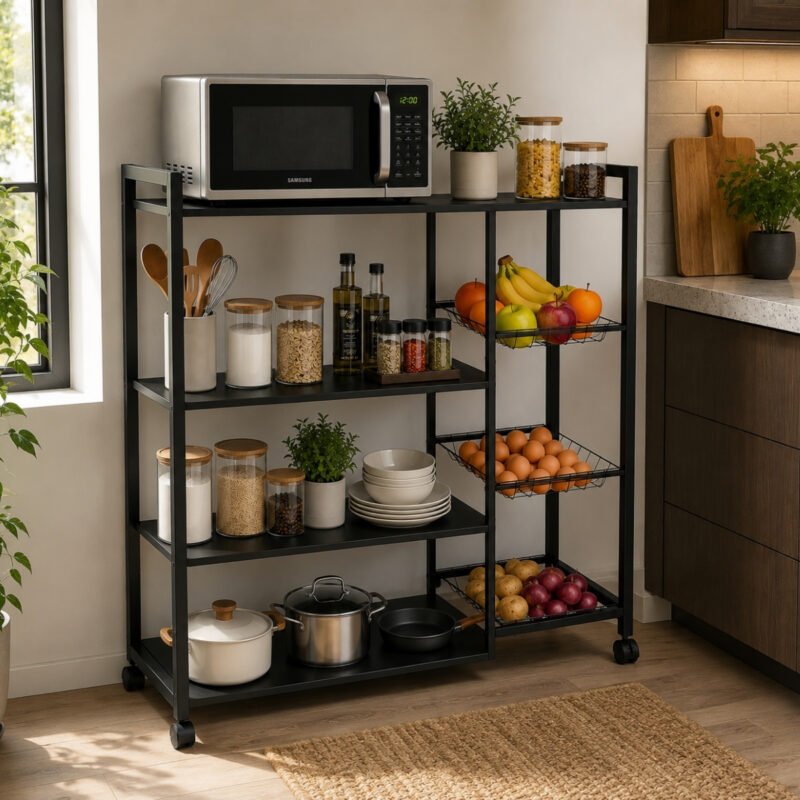 Estantería Rack Industrial Organizadora 4 Niveles Metal Negro 108cm