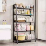 Estantería metálica de 5 niveles gris y blanca