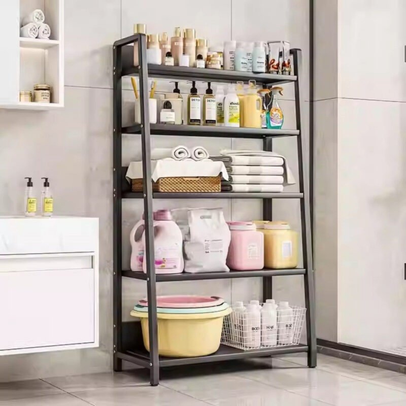 Estantería metálica de 5 niveles gris y blanca