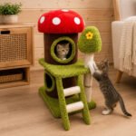 Rascador Torre Hongo gimnasio Gris Casita Para Gatos 78cm (F4)