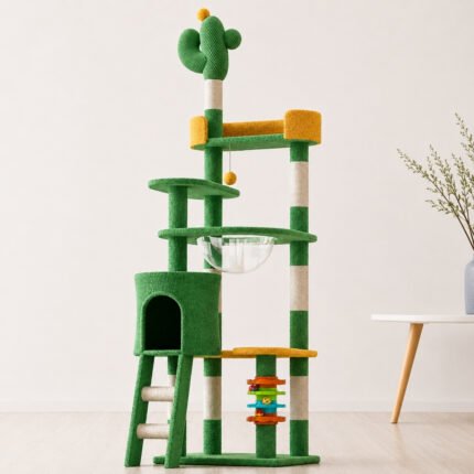 Rascador Torre cactus gimnasio Verde Casita Para Gatos 180CM (X15)