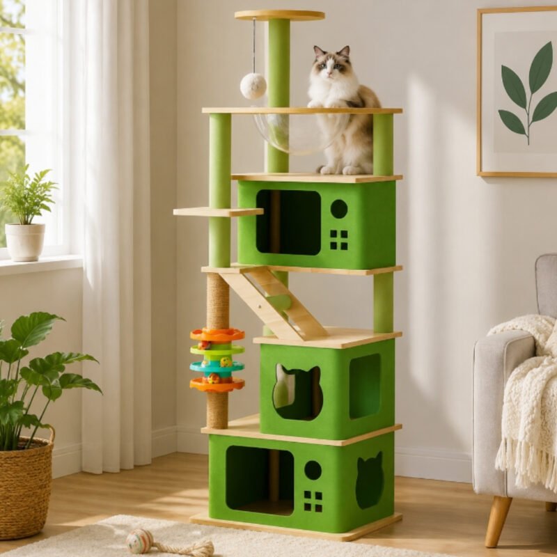 Torre Playground Cápsula Espacial para gatos con casitas y cápsula transparente