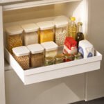 Estante deslizable resistente para especias de cocina – Organizador de cajones de plástico ABS con rieles suaves