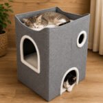 Casa Cucha Cuadrada Perro Gato Mascota Dos pisos Interior Alta